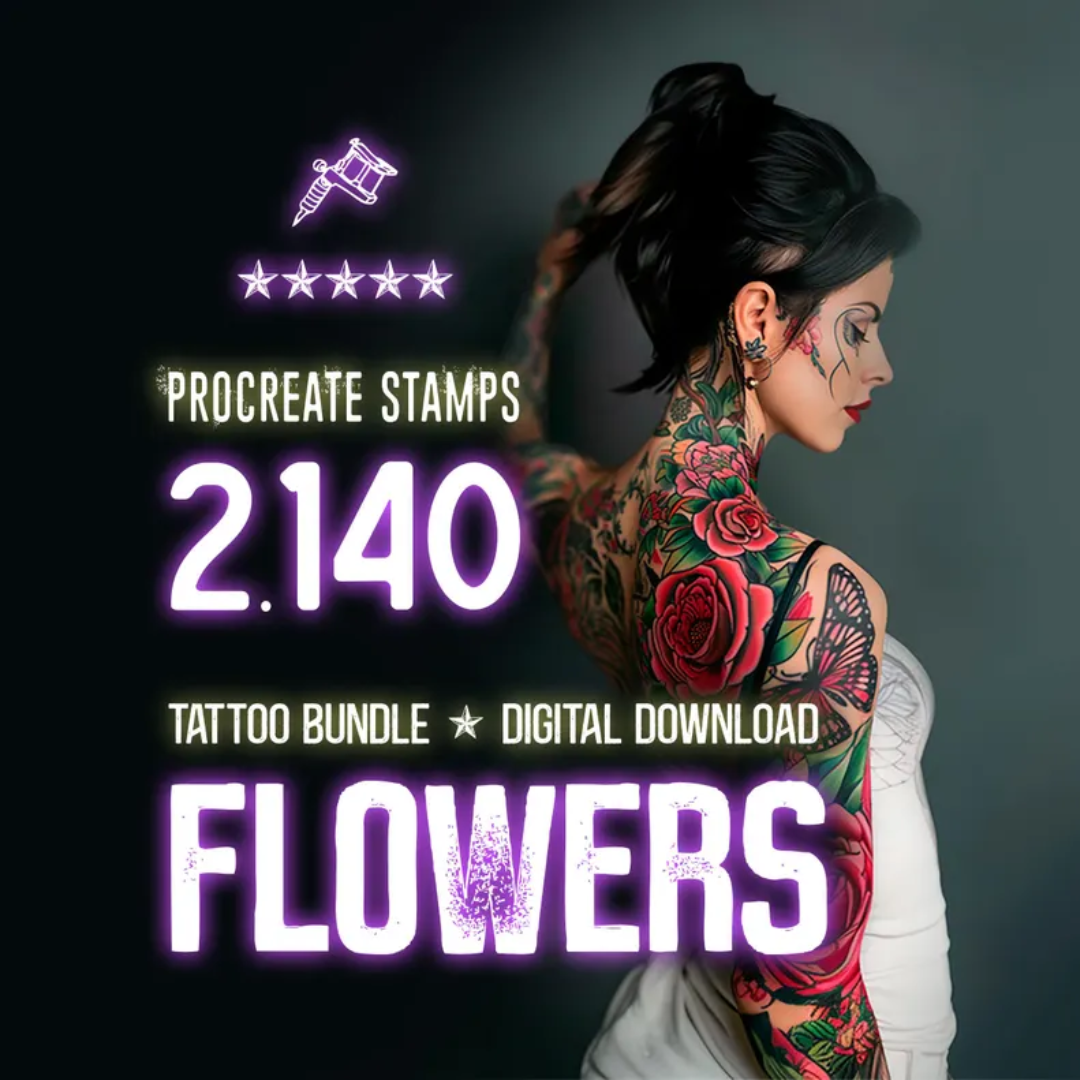 Procreate Tattoo Brushes, Mega Bundle, Tattoo Stamps (Digital Download)