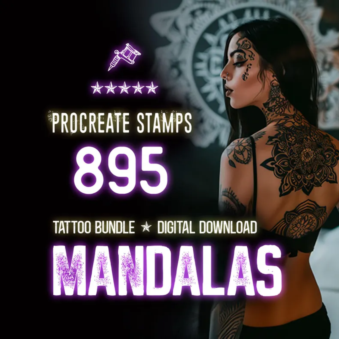 Procreate Tattoo Brushes, Mega Bundle, Tattoo Stamps (Digital Download)