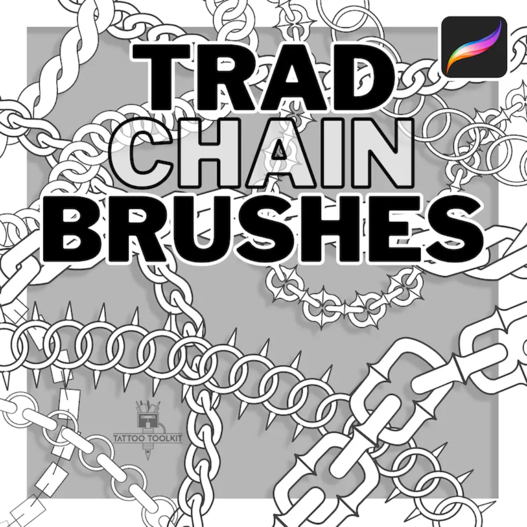 20 Seamless Traditional Chain Brushes for Procreate – Perfect for Any Design