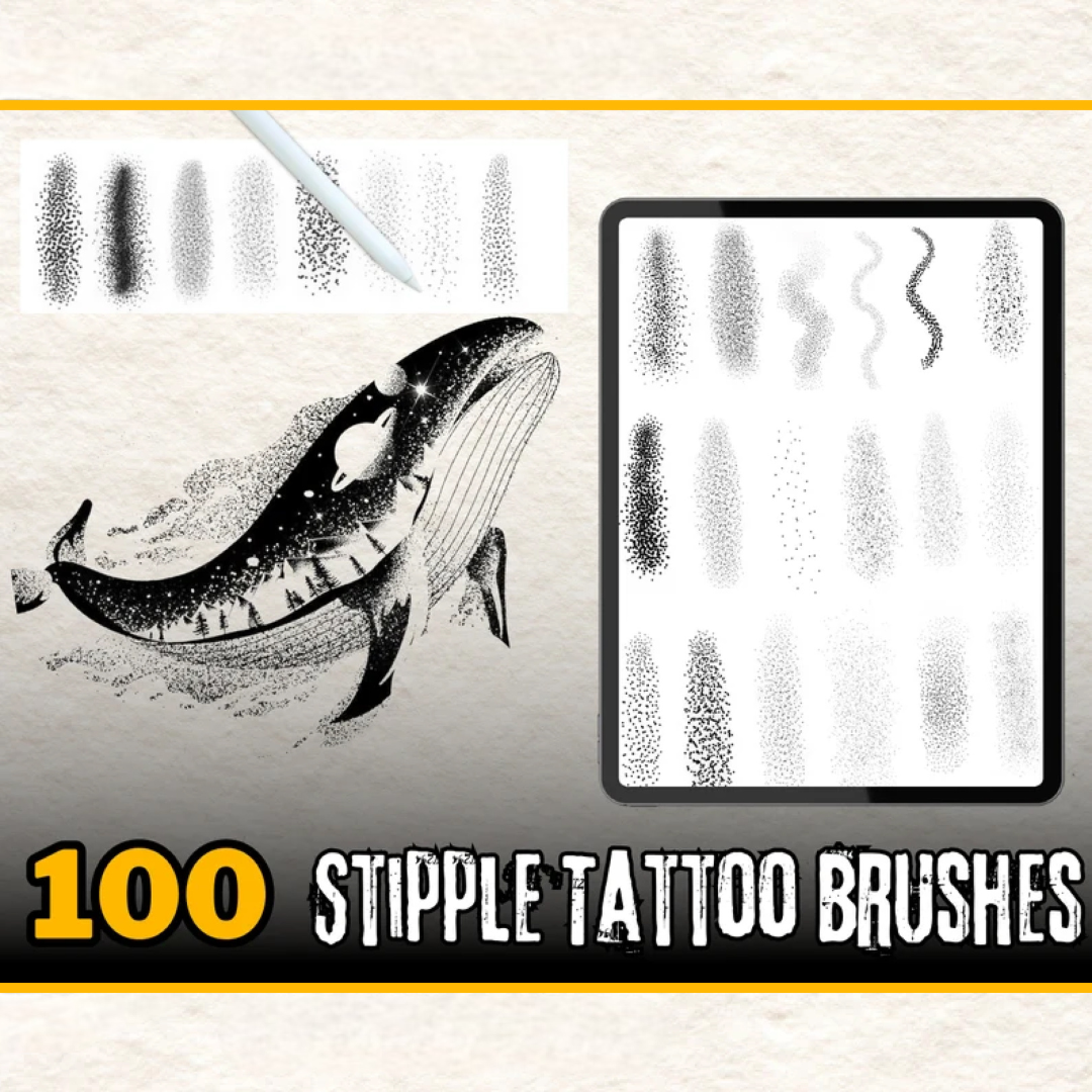 300 Tattoo Stipple Shading and Line Brushes For Procreate, Dotwork Procreate Tattoo Brushes, Procreate Brushes, Procreate Stipple Brushes