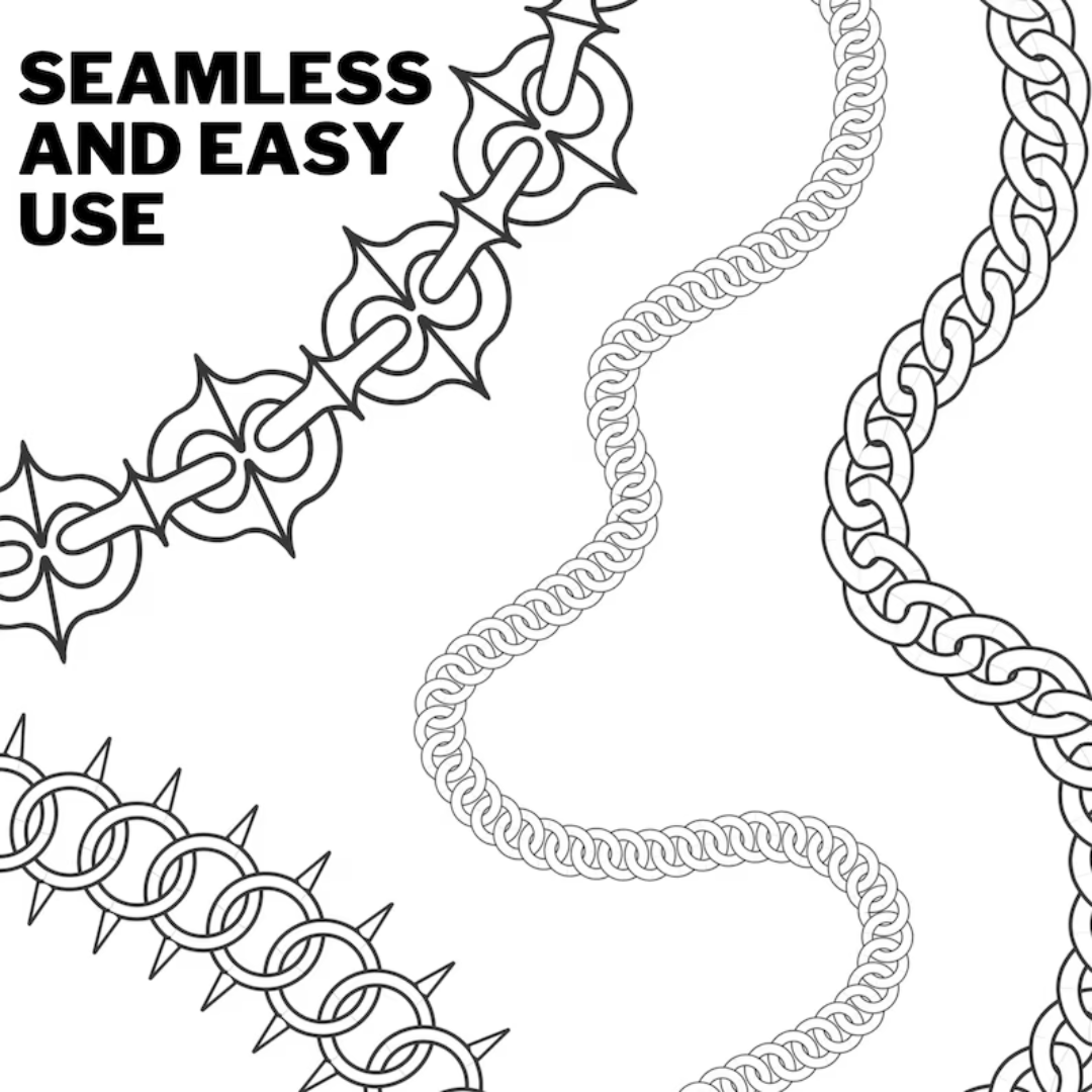 20 Seamless Traditional Chain Brushes for Procreate – Perfect for Any Design