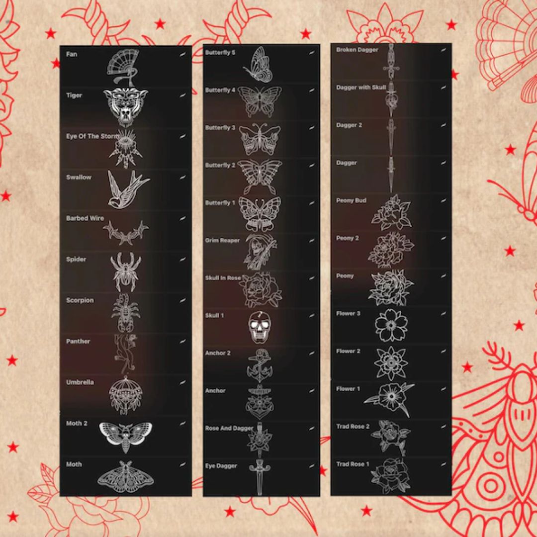 American Traditional Tattoo Flash Procreate Stamps: Old School Designs (Digital Download)