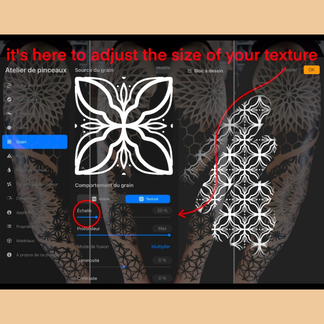 Ornamental Tattoo Seamless Back Patterns Mandalas – Procreate Brushes, ABR Stamps, PNG, PDF