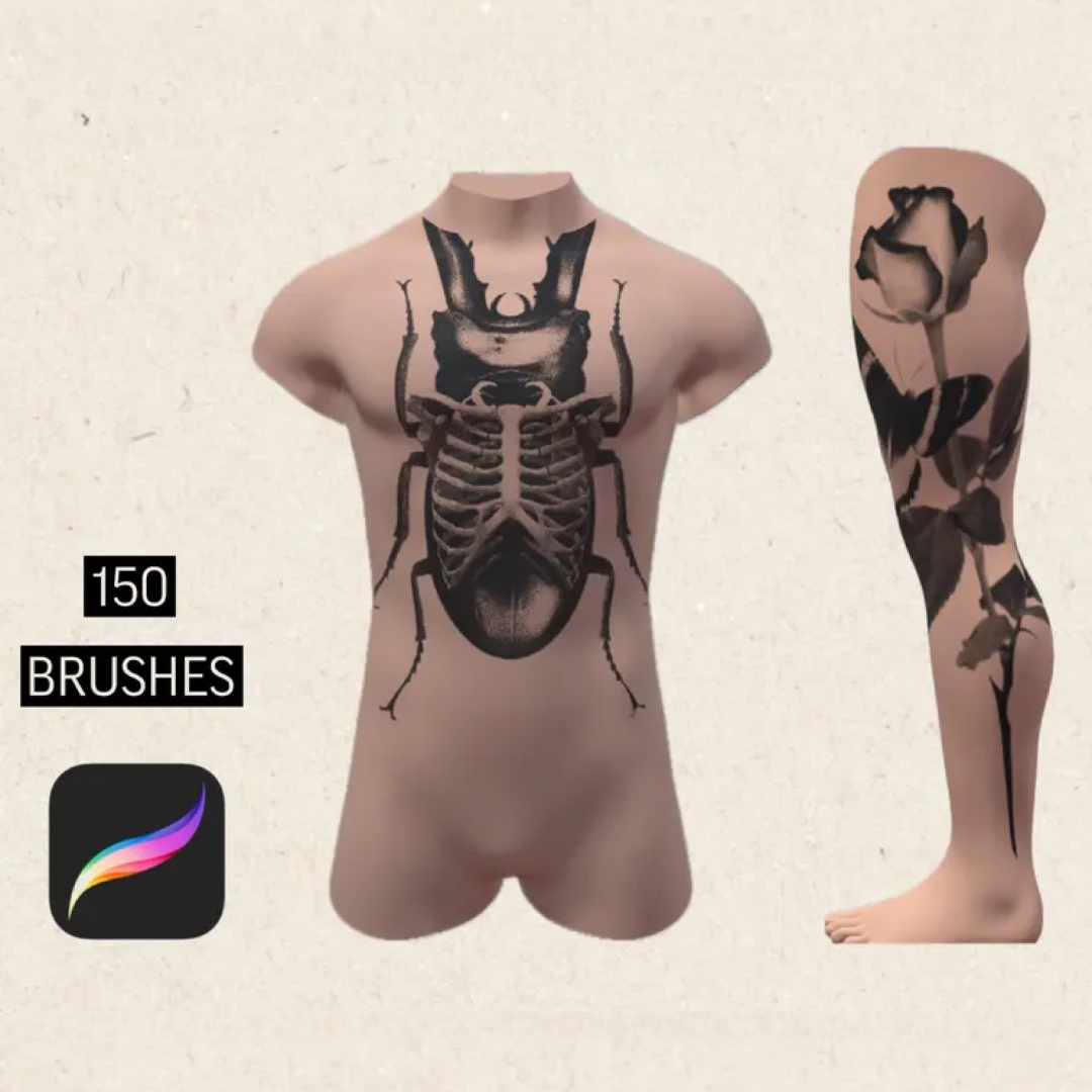 150 Surrealism Tattoo Stamps for Procreate | Face & Figure Brushes | Realistic Procreate Stencil | Digital Flash for Tattoo Artists
