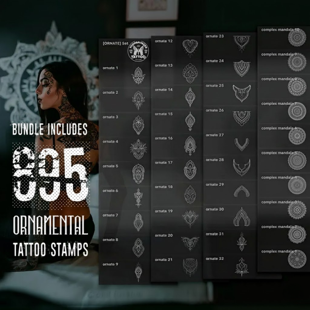 Procreate Tattoo Brushes, Mega Bundle, Tattoo Stamps (Digital Download)