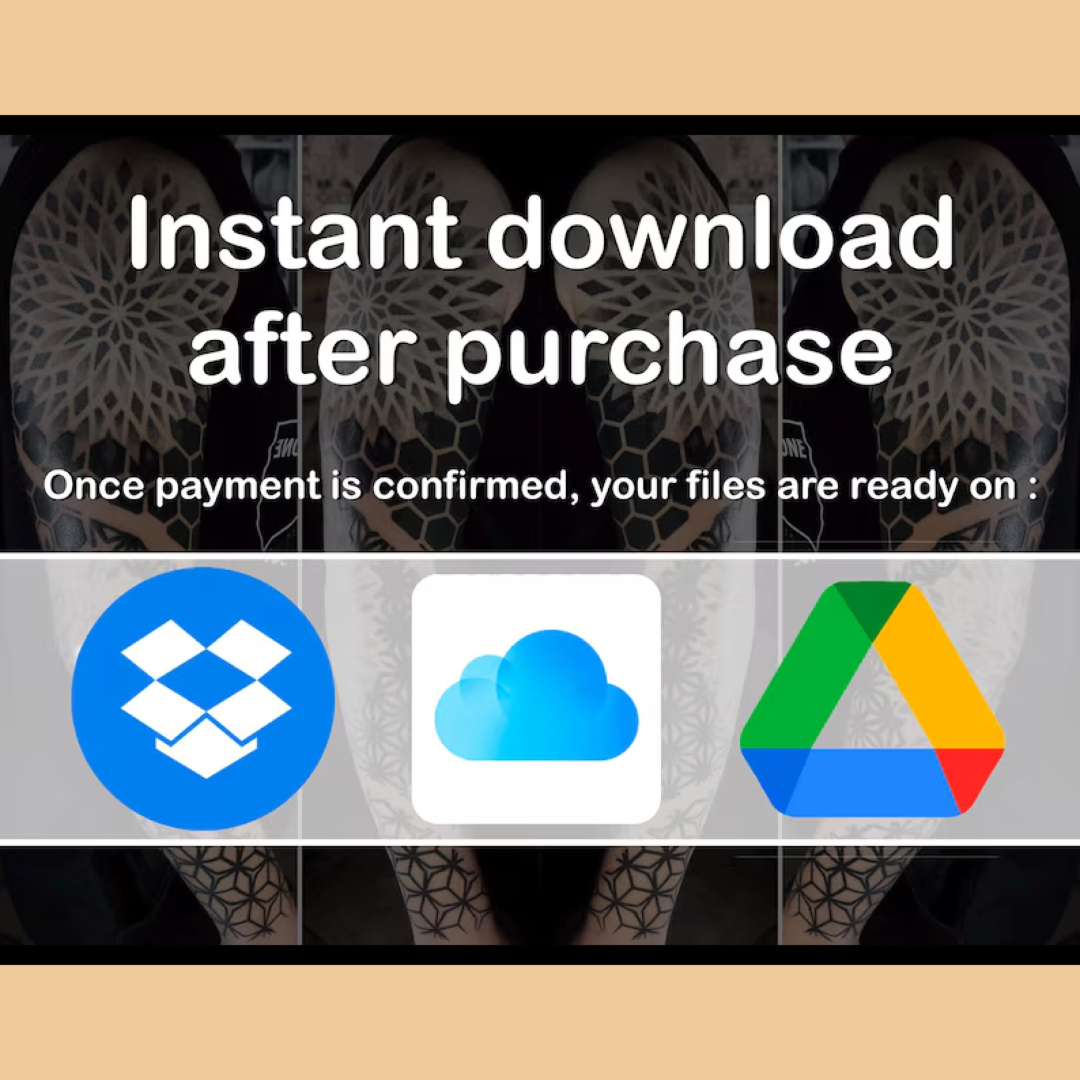 Ornamental Tattoo Seamless Back Patterns Mandalas – Procreate Brushes, ABR Stamps, PNG, PDF