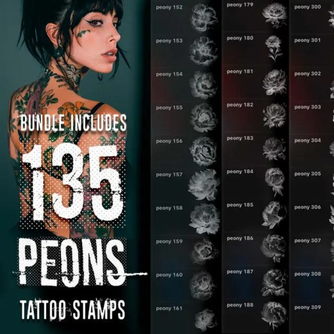 Procreate Tattoo Brushes, Mega Bundle, Tattoo Stamps (Digital Download)