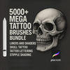 5000+ Tattoo Procreate Brushes: Liners, Shaders, Lettering, Skulls