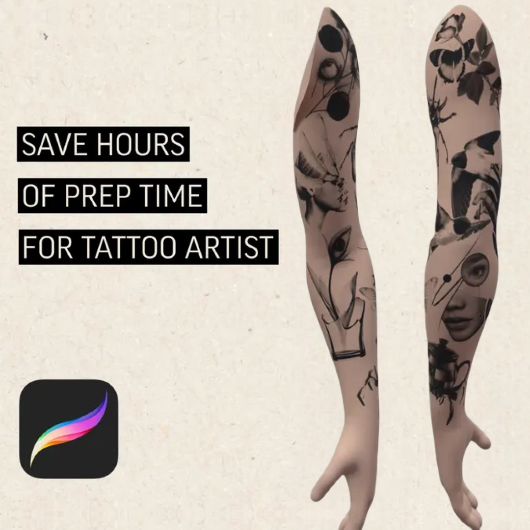 150 Surrealism Tattoo Stamps for Procreate | Face & Figure Brushes | Realistic Procreate Stencil | Digital Flash for Tattoo Artists