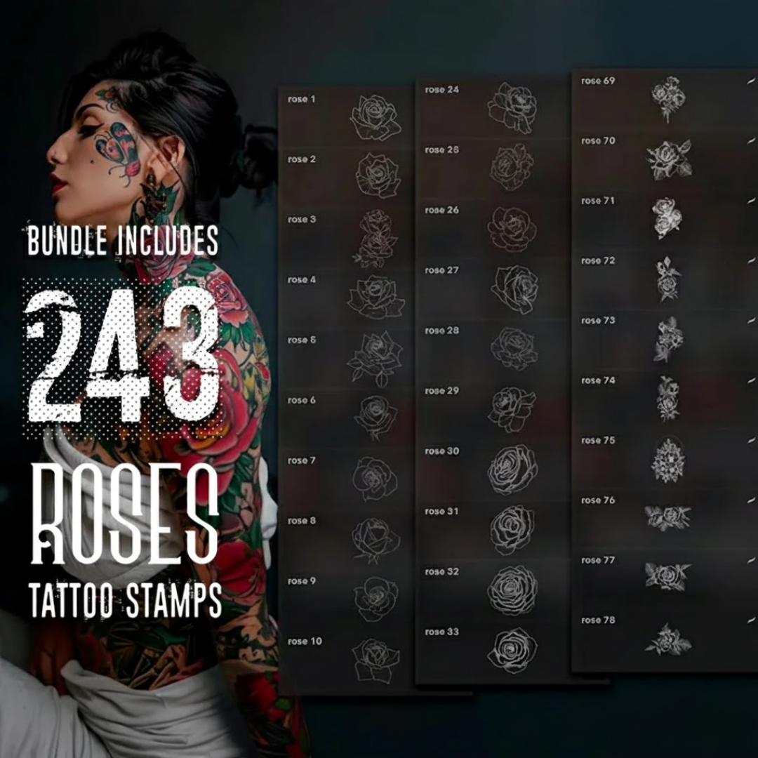 Procreate Tattoo Brushes, Mega Bundle, Tattoo Stamps (Digital Download)